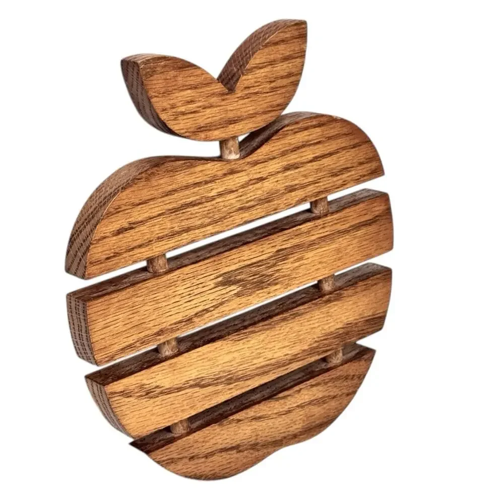 Vintage Wooden Apple Trivet Hot Plate Slatted Rustic Country Cottagecore Decor